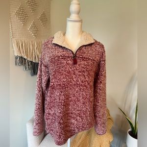 SOLD Red Sherpa Quarter Zip